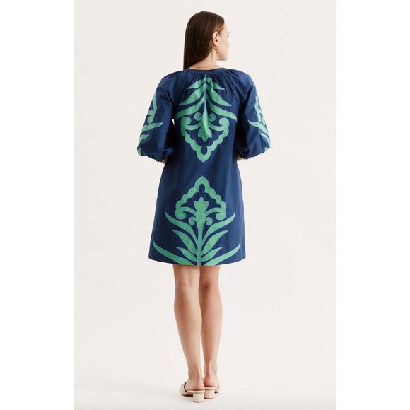 Tyler Boe SARA APPLIQUE embroidered shift dress size XS in Royale - Picture 3 of 5